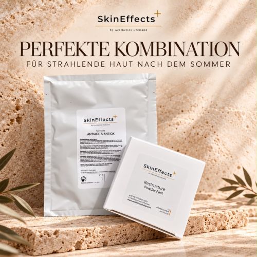 SkinEffects+ Reset Set mit Restructure Powder Peel Enzympeeling und ANTIAGE & ANTIOX Tuchmaske
